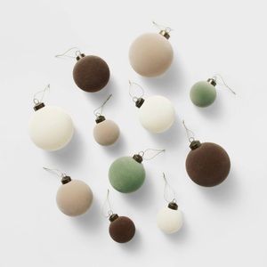 Velvet Christmas Ornaments Neutral - Threshold Studio McGee - One (1) Set of 11